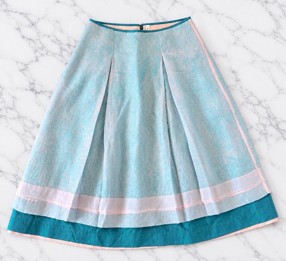 Jil Sander vintage reversible organza and watercolor aline skirt size small